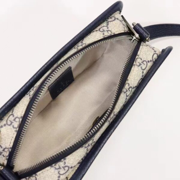 Gucci Unisex GG Shoulder Bag Beige Blue GG Supreme Canvas Leather (9)