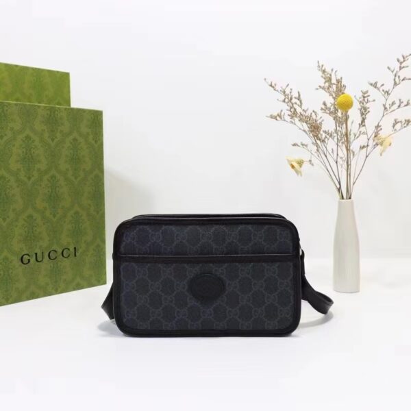 Gucci Unisex GG Shoulder Bag Black GG Supreme Canvas Leather (10)
