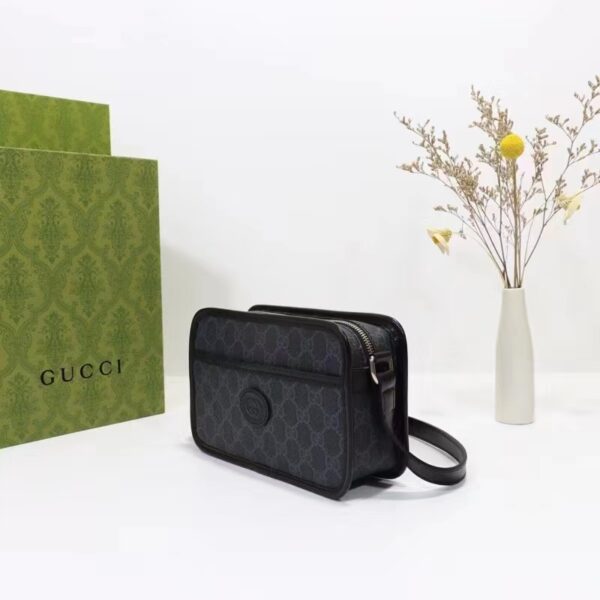Gucci Unisex GG Shoulder Bag Black GG Supreme Canvas Leather (2)