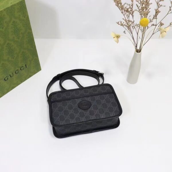 Gucci Unisex GG Shoulder Bag Black GG Supreme Canvas Leather (7)