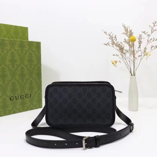 Gucci Unisex GG Shoulder Bag Black GG Supreme Canvas Leather (9)