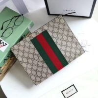 Gucci Unisex GG Supreme Web Pouch GG Supreme Canvas Green Red Web (4)