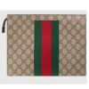 Gucci Unisex GG Supreme Web Pouch GG Supreme Canvas Green Red Web