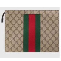 Gucci Unisex GG Supreme Web Pouch GG Supreme Canvas Green Red Web (4)