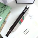 Gucci Unisex GG Supreme Web Pouch GG Supreme Canvas Green Red Web - Imagen 8