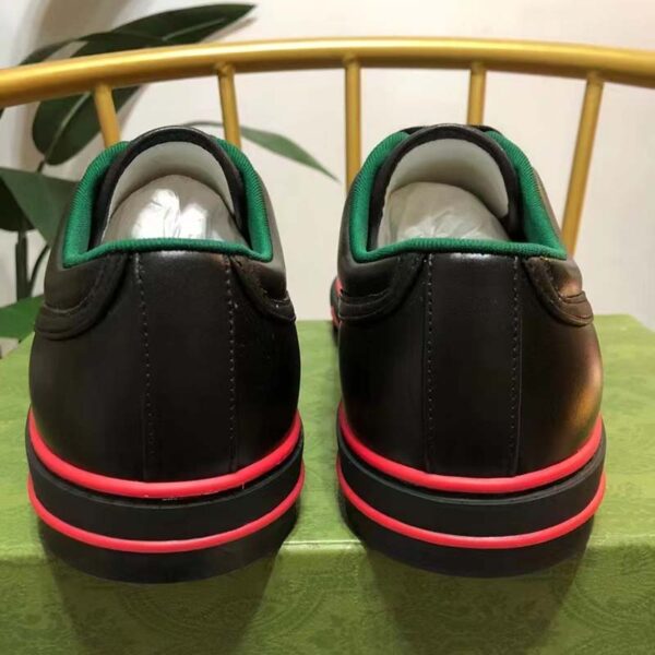 Gucci Unisex Gucci Tennis 1977 Sneaker Black Leather Green Red Web Flat (6)