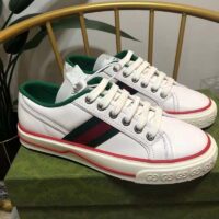 Gucci Unisex Gucci Tennis 1977 Sneaker White Leather Green Red Web Flat (7)