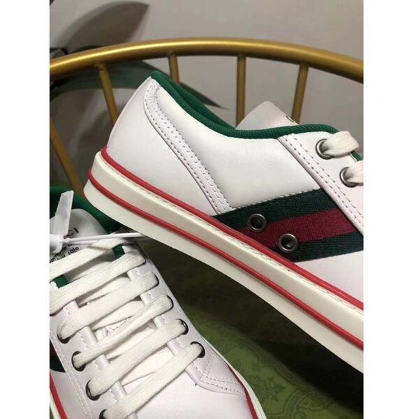 Gucci Unisex Gucci Tennis 1977 Sneaker White Leather Green Red Web Flat (5)