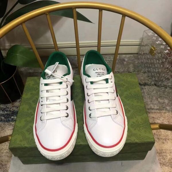Gucci Unisex Gucci Tennis 1977 Sneaker White Leather Green Red Web Flat (6)