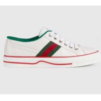 Gucci Unisex Gucci Tennis 1977 Sneaker White Leather Green Red Web Flat (7)