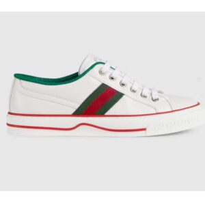 Gucci Unisex Gucci Tennis 1977 Sneaker White Leather Green Red Web Flat