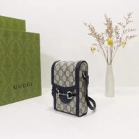 Gucci Unisex Horsebit 1955 Mini Bag Beige Blue GG Supreme Canvas (3)