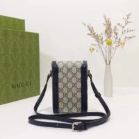 Gucci Unisex Horsebit 1955 Mini Bag Beige Blue GG Supreme Canvas (3)