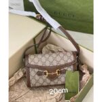 Gucci Unisex Horsebit 1955 Mini Bag Beige Ebony GG Supreme Canvas - Image 2