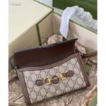 Gucci Unisex Horsebit 1955 Mini Bag Beige Ebony GG Supreme Canvas - Image 8