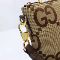 Gucci Unisex Jumbo GG Messenger Bag Camel Ebony Jumbo Canvas (4)