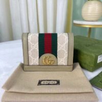 Gucci Unisex Ophidia Card Case Wallet Beige White GG Supreme Canvas (3)