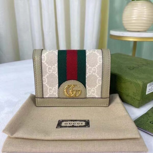 Gucci Unisex Ophidia Card Case Wallet Beige White GG Supreme Canvas (1)
