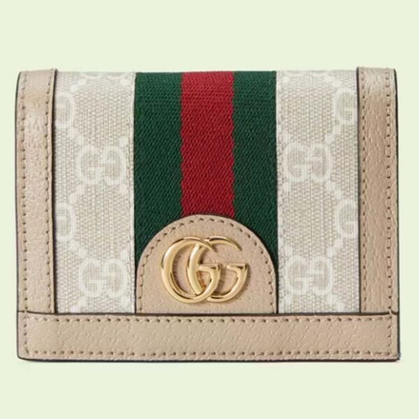 Gucci Unisex Ophidia Card Case Wallet Beige White GG Supreme Canvas (3)