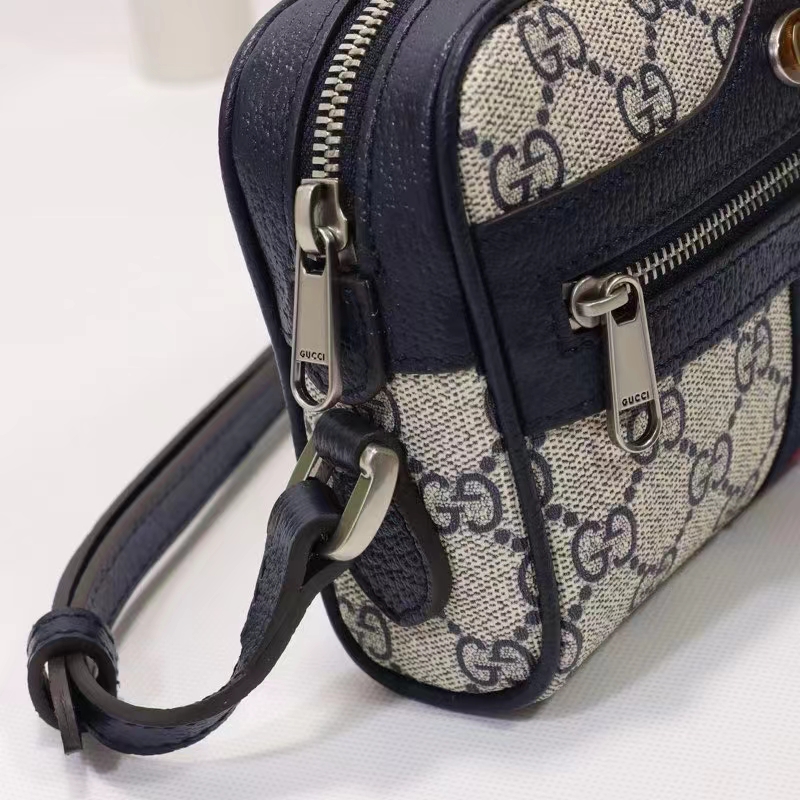 Ophidia GG mini bag in beige and blue Supreme