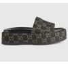 Gucci Unisex Platform Slide Sandal Black Ivory GG Denim Mid 5.6 cm Heel