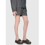 Gucci Unisex Platform Slide Sandal Black Ivory GG Denim Mid 5.6 cm Heel - Imagen 8