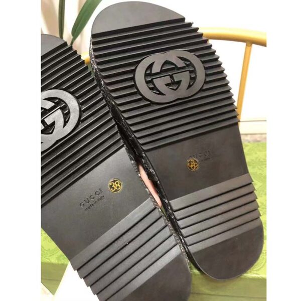 Gucci Unisex Platform Slide Sandal Black Ivory GG Denim Mid 5.6 cm Heel (6)