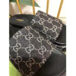 Gucci Unisex Platform Slide Sandal Black Ivory GG Denim Mid 5.6 cm Heel - Imagen 5