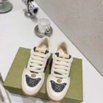 Gucci Unisex Screener GG Sneaker Blue Ivory Web Cream Scrap Less Leather - Image 6