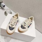 Gucci Unisex Screener GG Sneaker Blue Ivory Web Cream Scrap Less Leather - Image 5