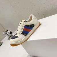 Gucci Unisex Screener GG Sneaker Blue Ivory Web Cream Scrap Less Leather (11)