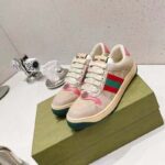 Gucci Unisex Screener Leather Sneaker GG Canvas Green Orange Web 3cm Heel – Bild 4