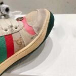 Gucci Unisex Screener Leather Sneaker GG Canvas Green Orange Web 3cm Heel – Bild 10
