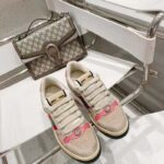 Gucci Unisex Screener Leather Sneaker GG Canvas Green Orange Web 3cm Heel – Bild 6