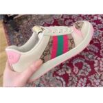Gucci Unisex Screener Sneaker Crystals Beige Ebony GG Canvas 3.6 cm Heel - immagine 13