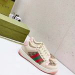 Gucci Unisex Screener Sneaker Crystals Beige Ebony GG Canvas 3.6 cm Heel - immagine 2