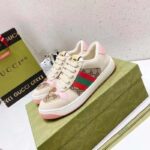 Gucci Unisex Screener Sneaker Crystals Beige Ebony GG Canvas 3.6 cm Heel - immagine 5
