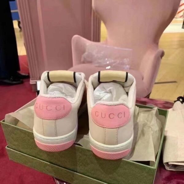 Gucci Unisex Screener Sneaker Crystals Beige Ebony GG Canvas 3.6 cm Heel (16)