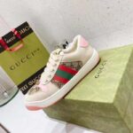 Gucci Unisex Screener Sneaker Crystals Beige Ebony GG Canvas 3.6 cm Heel - immagine 7