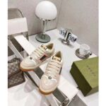 Gucci Unisex Screener Sneaker Pink Green Web Cream Scrap Less Leather - immagine 5
