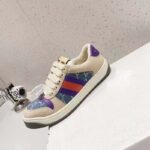 Gucci Unisex Screener Sneaker Purple Red Web Cream Scrap Less Leather - Image 6