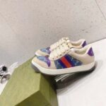 Gucci Unisex Screener Sneaker Purple Red Web Cream Scrap Less Leather - Image 5