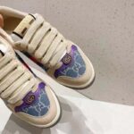 Gucci Unisex Screener Sneaker Purple Red Web Cream Scrap Less Leather - Image 7