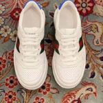 Gucci Unisex Sneaker Web White Leather Green Red Web Lace Up Flat - Image 9
