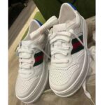 Gucci Unisex Sneaker Web White Leather Green Red Web Lace Up Flat - Image 13