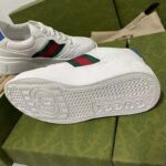 Gucci Unisex Sneaker Web White Leather Green Red Web Lace Up Flat - Image 17