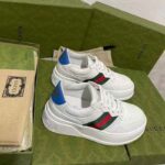 Gucci Unisex Sneaker Web White Leather Green Red Web Lace Up Flat - Image 16