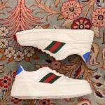 Gucci Unisex Sneaker Web White Leather Green Red Web Lace Up Flat - Image 10