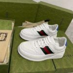Gucci Unisex Sneaker Web White Leather Green Red Web Lace Up Flat - Image 6
