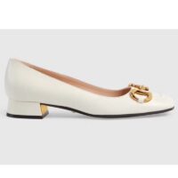 Gucci Unisex Women Ballet Flat Horsebit White Leather Low 2.5 cm Heel (4)